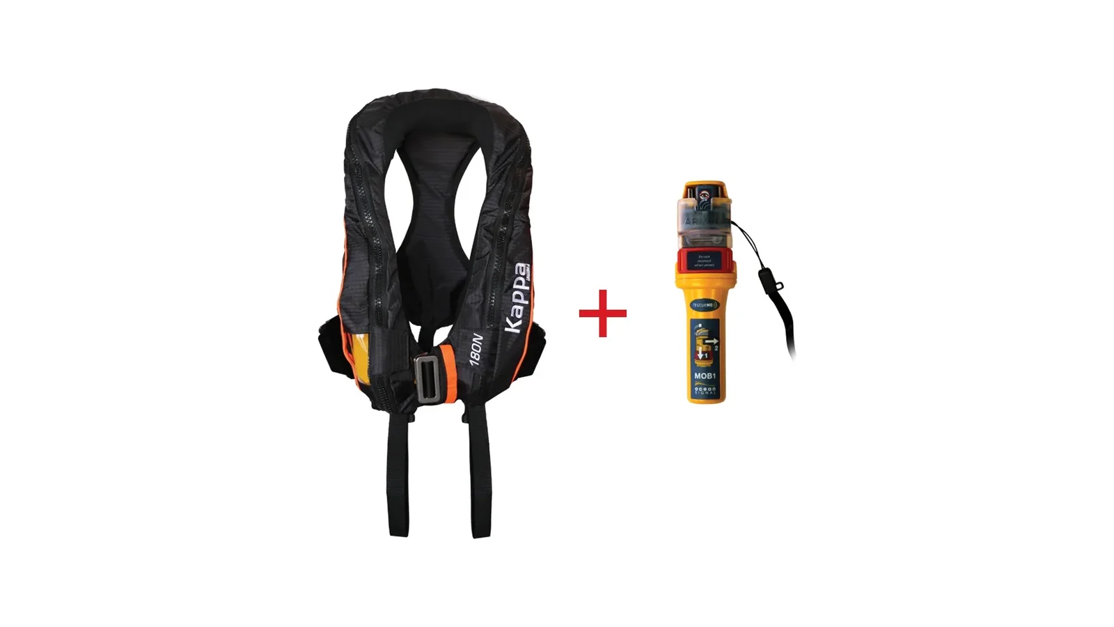Kappa Inflatable Lifejacket Auto, 180N, ISO 12402-3 with Ocean Signal MOB1, set